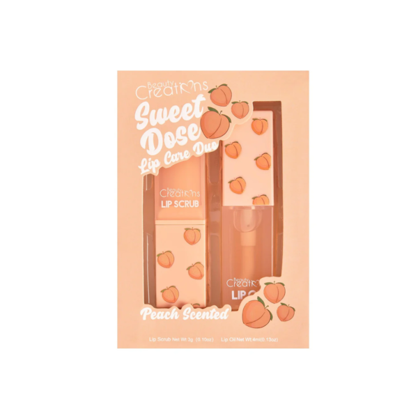 DUO EXFOLIANTE Y ACEITE PARA LABIOS SWEET DOSE BEAUTY CREATIONS - PEACH