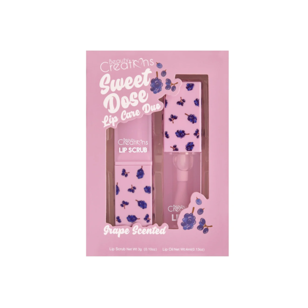 DUO EXFOLIANTE Y ACEITE PARA LABIOS SWEET DOSE BEAUTY CREATIONS - GRAPE