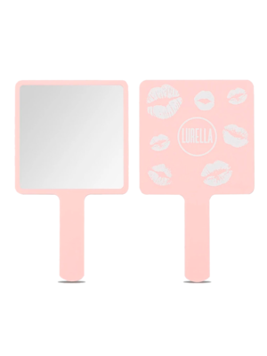 LR-07 ESPEJO DE MANO CUADRADO LIPS ROSA LR
