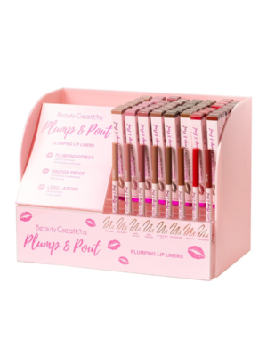 DISPLAY DELINEADOR DE LABIOS PLUMP & POUT 8 COLORES X6PCS=48PCS +8 TESTER + ACRÍLICO BC