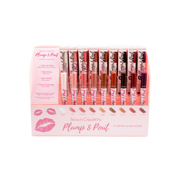 DISPLAY GLOSS VOLUMINZADOR DE LABIOS (9 TONOS  X 6 PZAS =54 PZASA + 9 TESTERS) BC