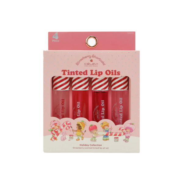 SET ACEITE PARA LABIOS STRAWBERRY SHORTCAKE 4 PIEZAS (NAVIDAD) CELAVI