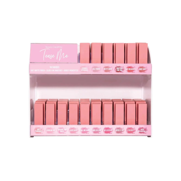 SET PRODUCTO LABIAL EN BARRA TEASE ME 96 PIEZAS + 16 TEST BC