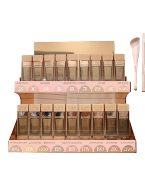 FSMF-AD18-KIT SET BASE LIQUIDA MATTE - 18 TONOS + 18 TESTER + BROCHA + ACRILICO