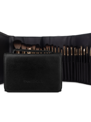 SET DE 24 BROCHAS NEGRO CON DORADO CON COSMETIQUERA TM