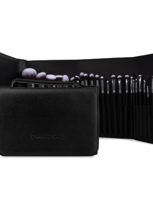 SET DE 24 BROCHAS NEGRO CON PLATEADO CON COSMETIQUERA TM