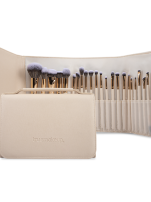 SET DE 24 BROCHAS BEIGE CON COSMETIQUERA TM